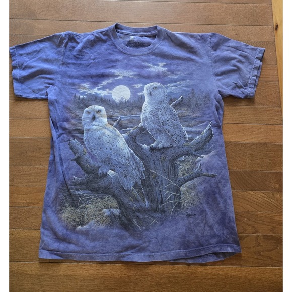 The Mountain Other - The Mountain Vintage Men's Snowy Owl Moon T Shirt Large Blue Tie Dye 1999